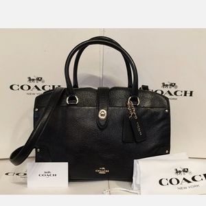 Authentic Black Pebbled Leather Medium Coach Purse